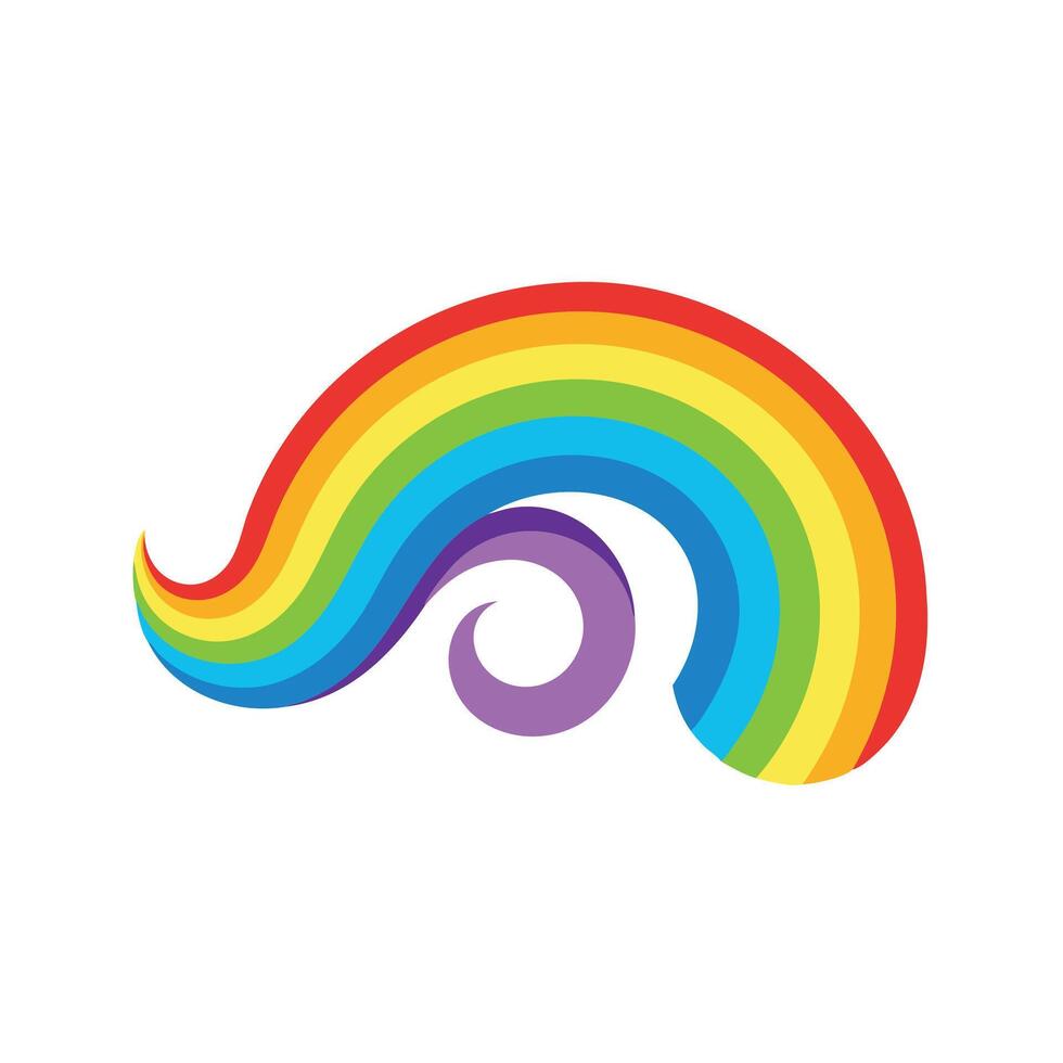 Swirling rainbow isolated flat illustration white background vector