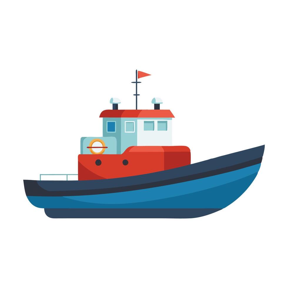 Tugboat Water Transport isolated flat illustration on white background vector