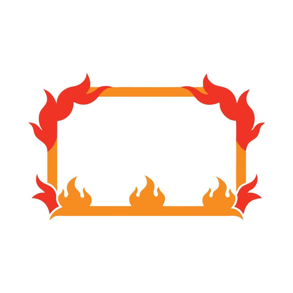 Fire frame border isolated flat illustration white background. vector