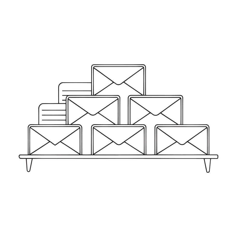 Mail Organizer Miscellaneous Furniture isolated continuous line art flat illustration on white background vector