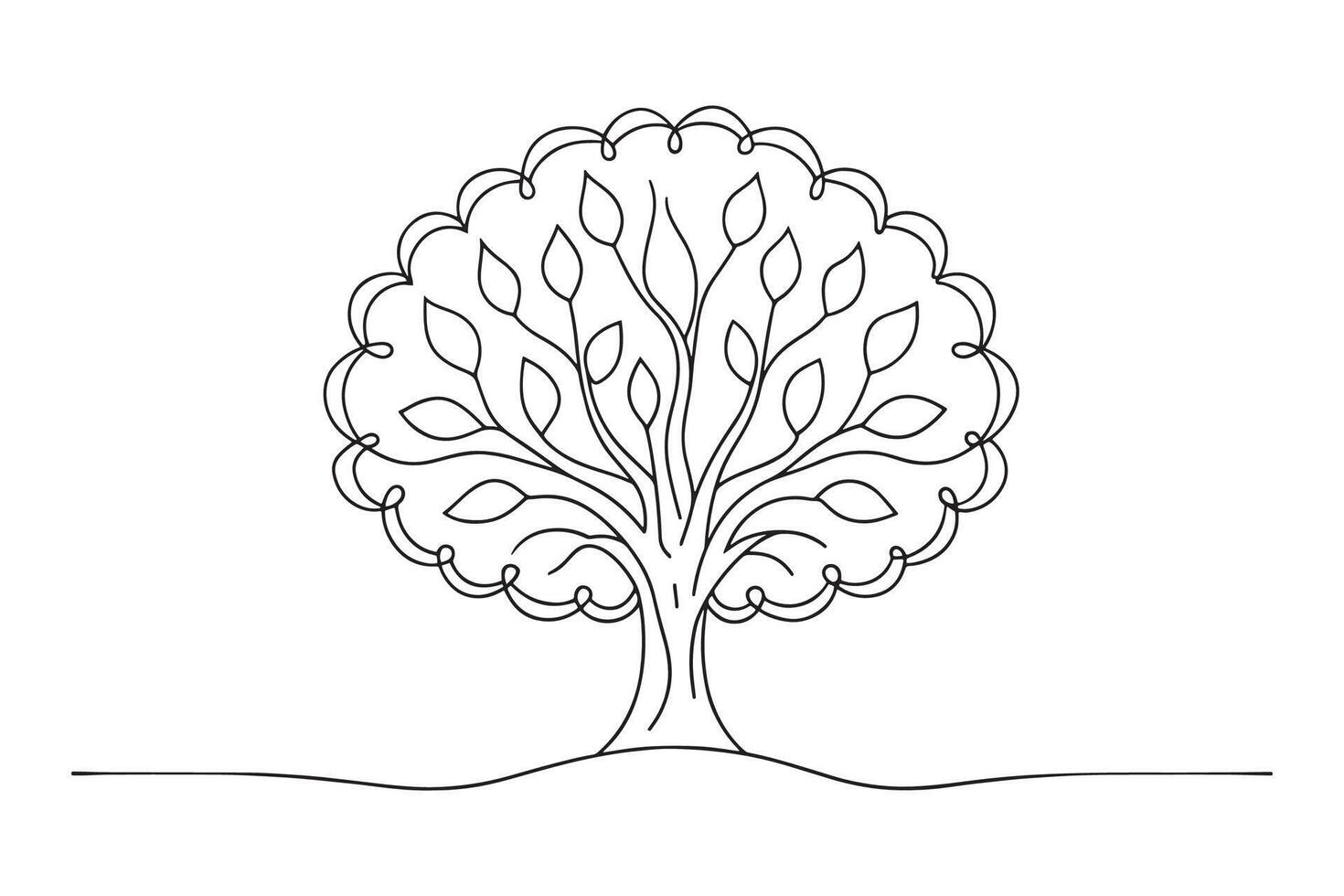 Lime Tree isolated continuous line art flat illustration on white background. vector