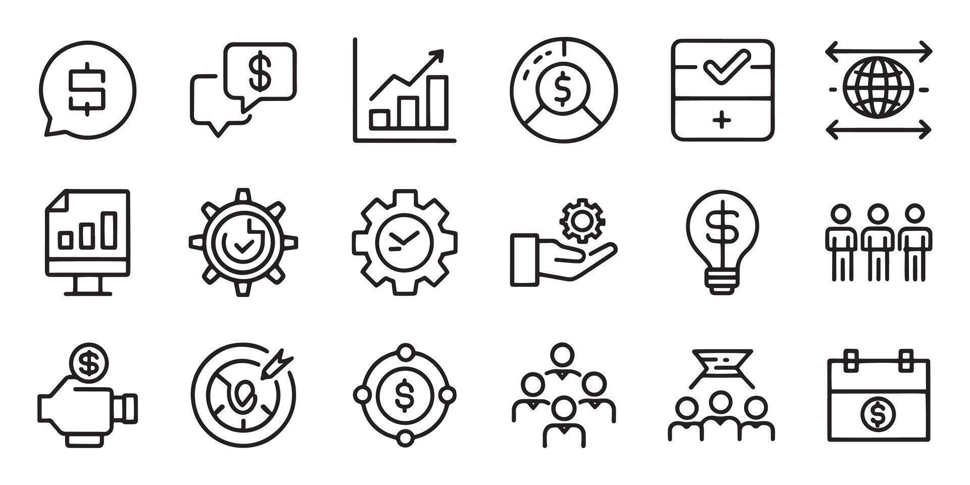 Procurement management and strategy related editable stroke outline icons set isolated flat illustration on white background vector
