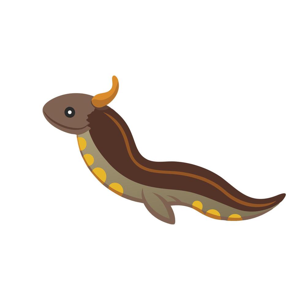 Flatworm animal isolated flat illustration on white background vector