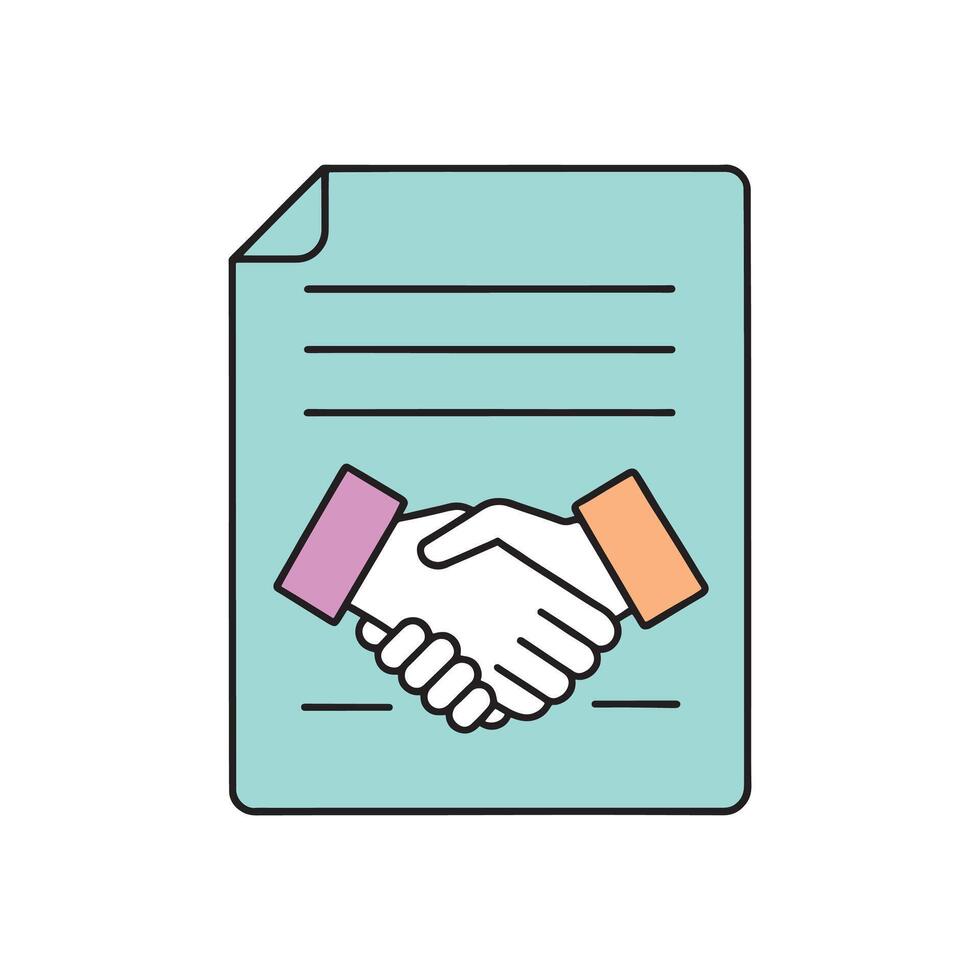 hand drawing agreement with paper isolated doodle line art flat illustration on white background vector