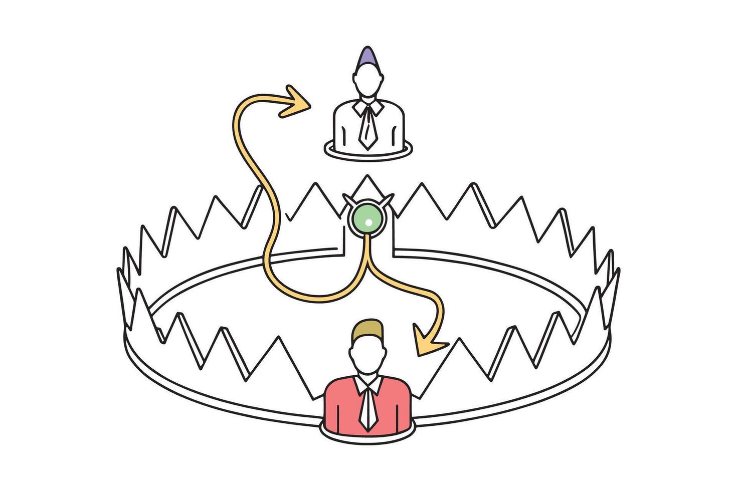 Business system trap isolated doodle line art flat illustration on white background vector