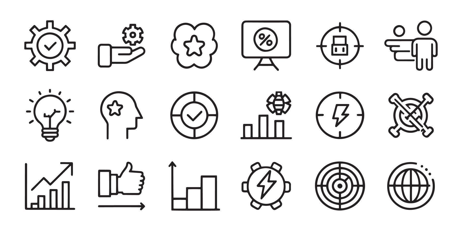 Strengths, weaknesses, opportunities and threats related editable stroke outline icons set isolated flat illustration on white background vector