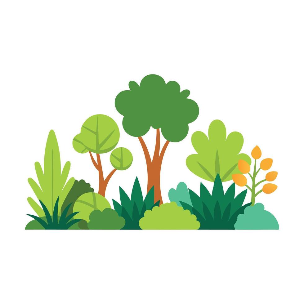 Bushes natural wild image isolated flat illustration white background vector