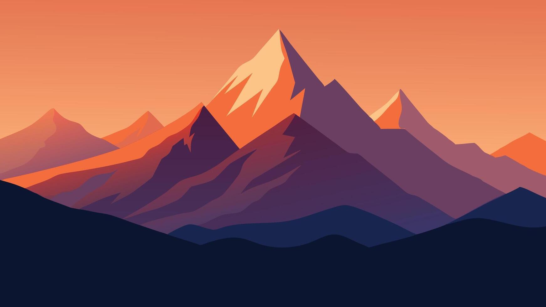 Stunning mountain landscape with impressive peaks and serene valleys, suitable for stock videos and royalty free content flat illustration Nature background. vector