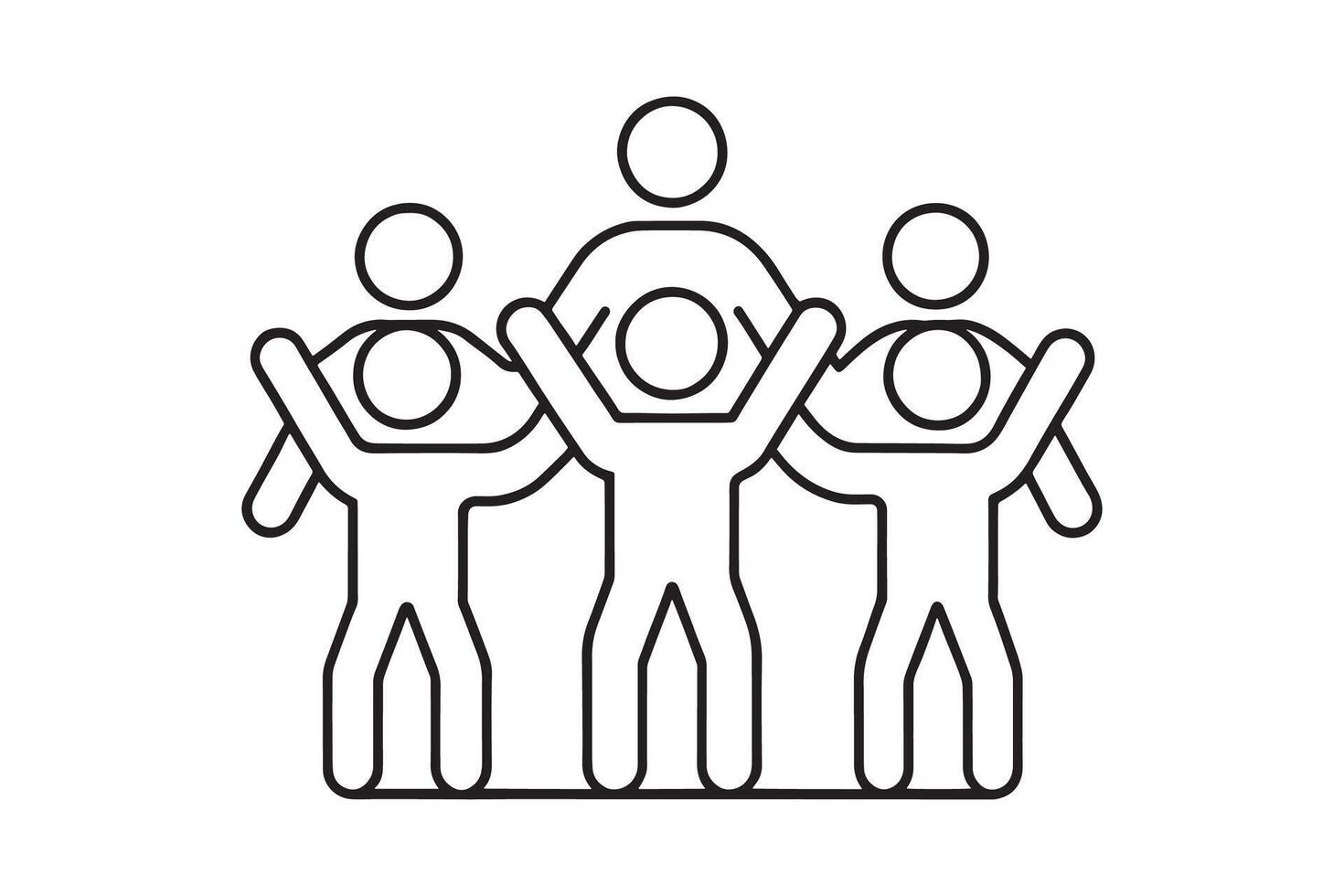 Team working together icon isolated doodle line art flat illustration on white background. vector