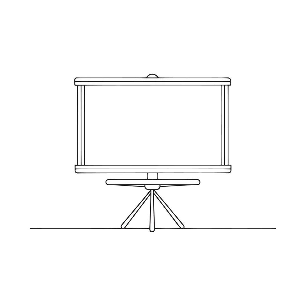 Projection Screen Specialty Furniture isolated continuous line art flat illustration on white background. vector