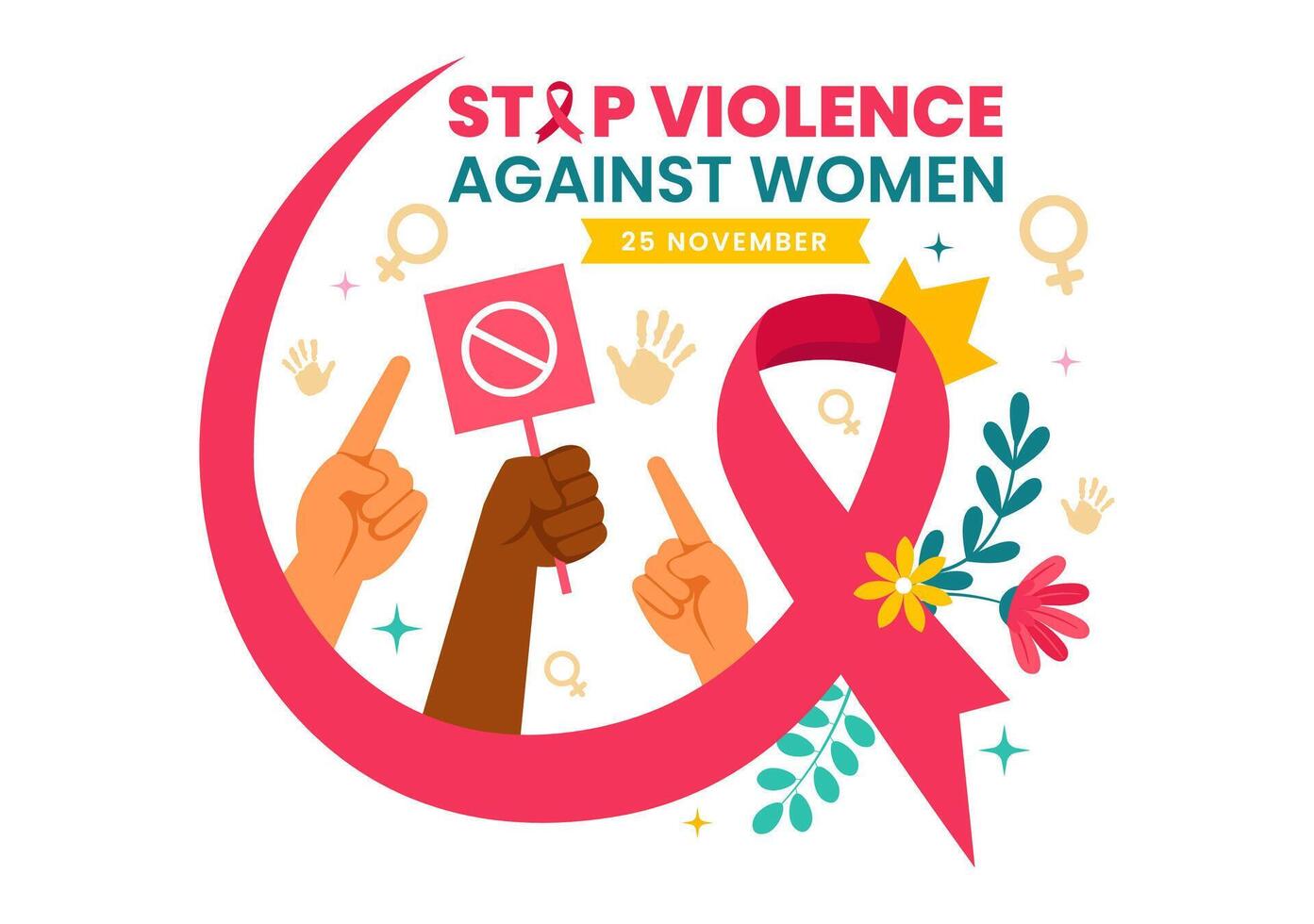 International Day for the Elimination of Violence Against Women Illustration with Flowers and Female Figures on November 25 vector