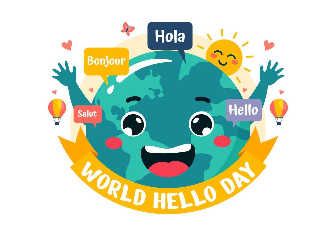 of World Hello Day Celebrating Multilingual Speech Bubbles for International Greetings vector
