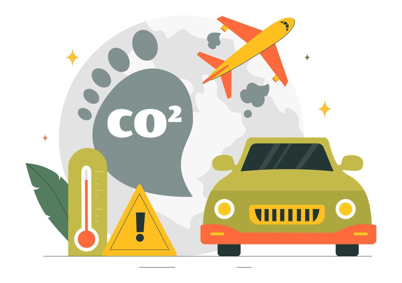 Illustration of Carbon Dioxide Impact on Earth Due to Industrial and Automotive Pollution vector