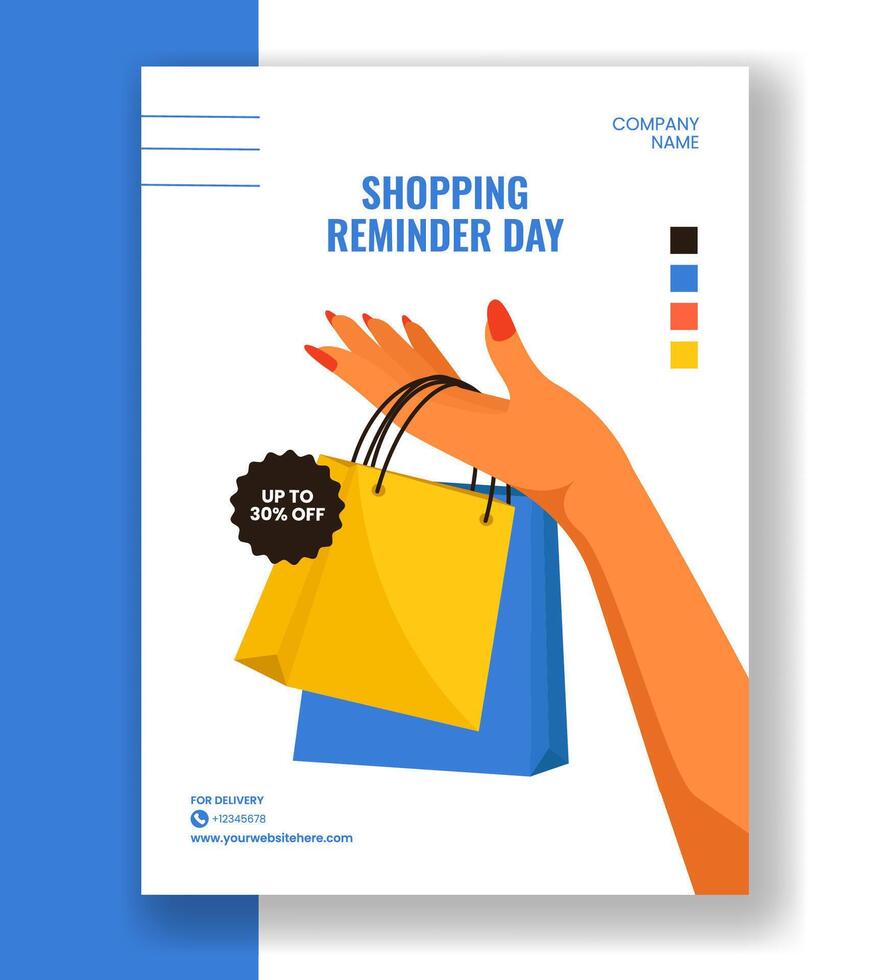Shopping Reminder Day Vertical Poster Flat Cartoon Hand Drawn Templates Background Illustration vector