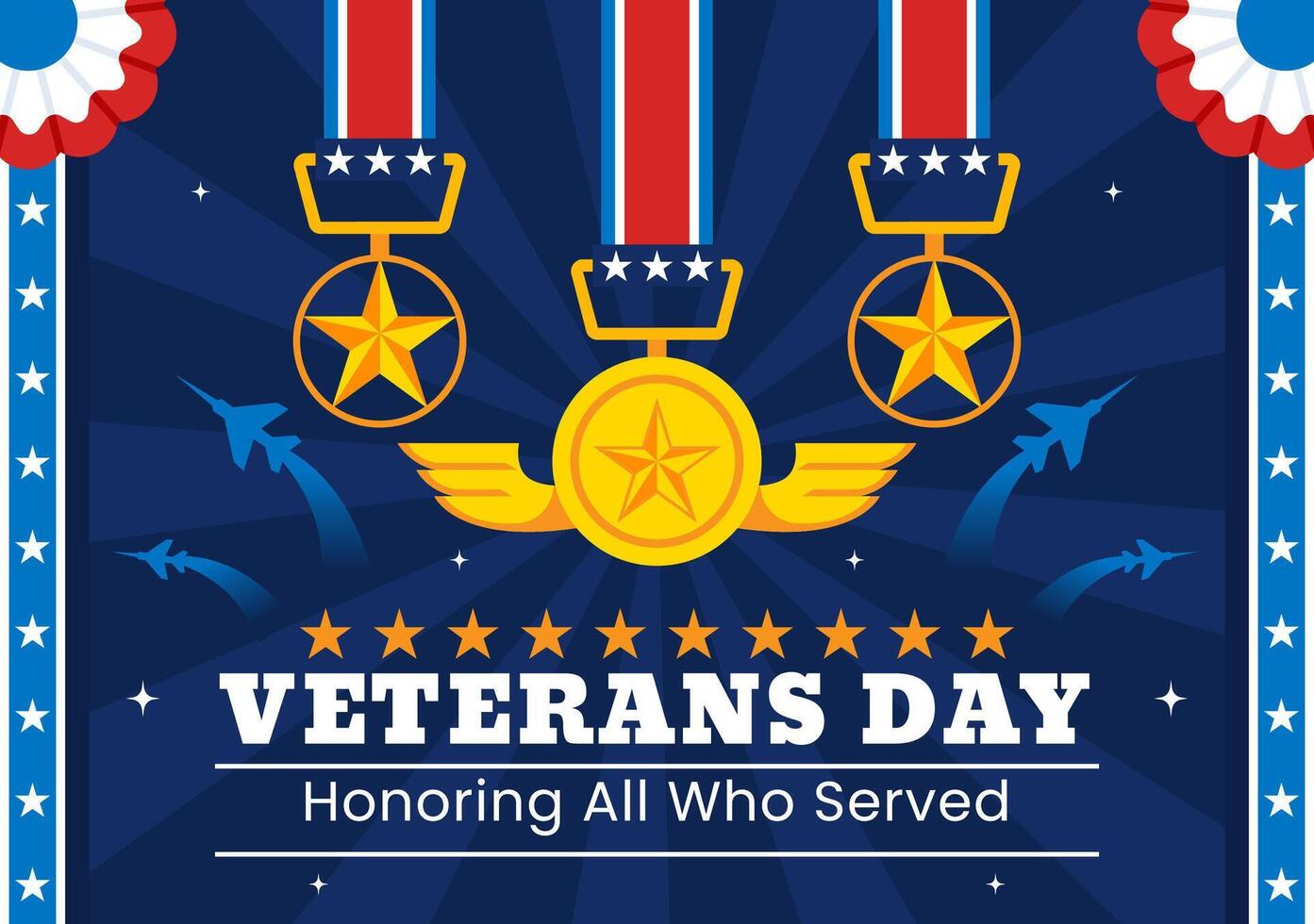 Honoring All Who Served Illustration for Veterans Day with USA Flag vector