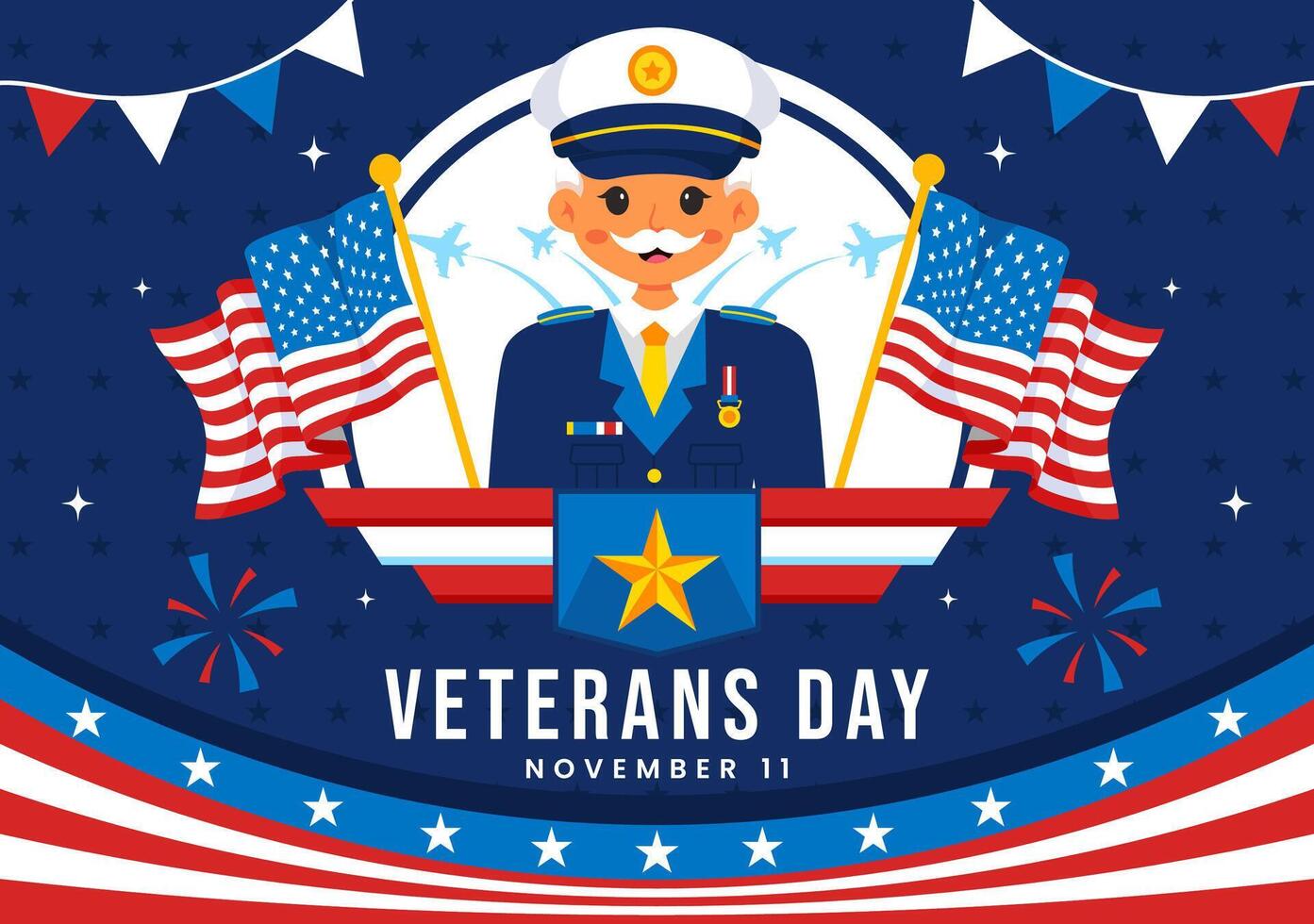 USA Veterans Day Artwork with Flag and Soldiers for Honoring Military Service vector