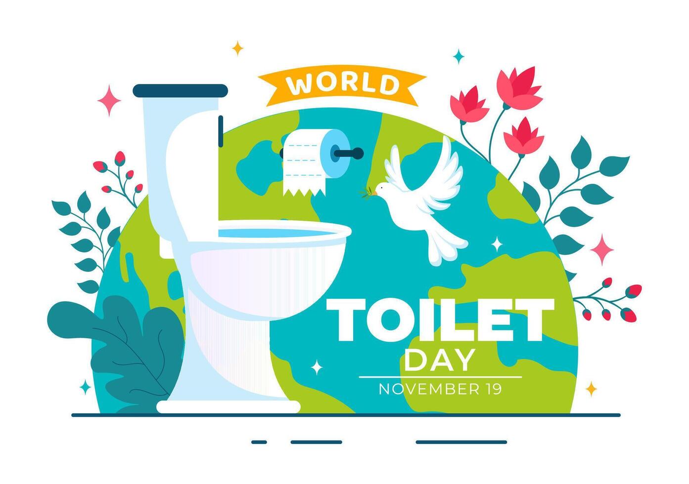 Illustration for World Toilet Day on November 19, Promoting Bathroom Cleanliness and Hygiene Awareness vector