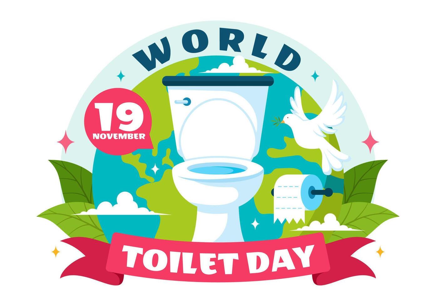 November 19 World Toilet Day Illustration with Earth and Hygiene Products for Cleanliness Awareness vector