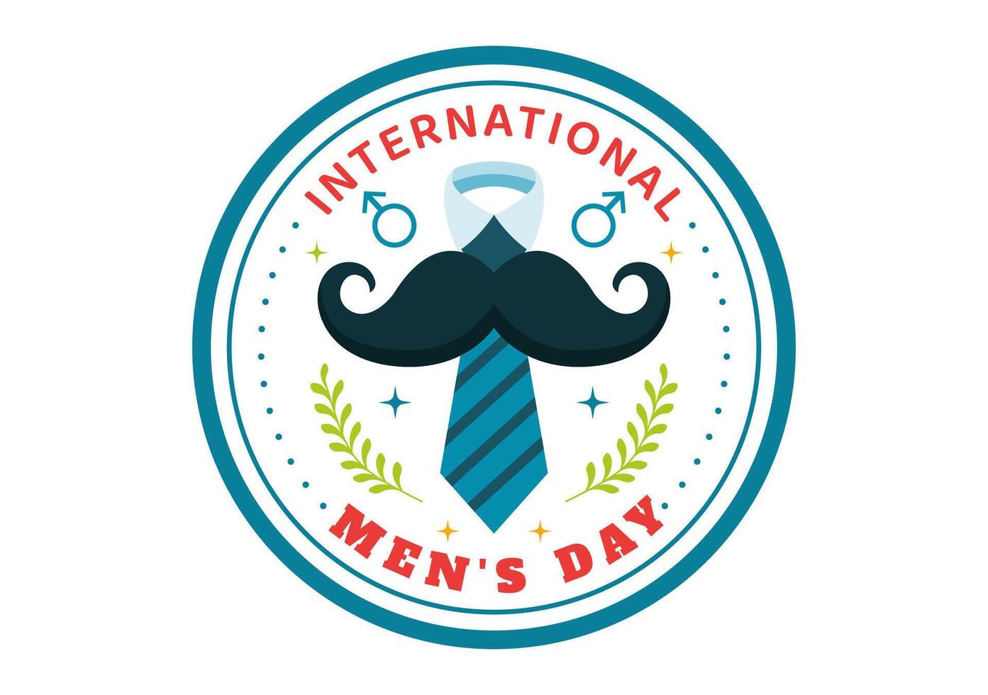 Men's Day Illustration with Iconic Men's Items like Ties and Mustaches in Flat Style Design vector