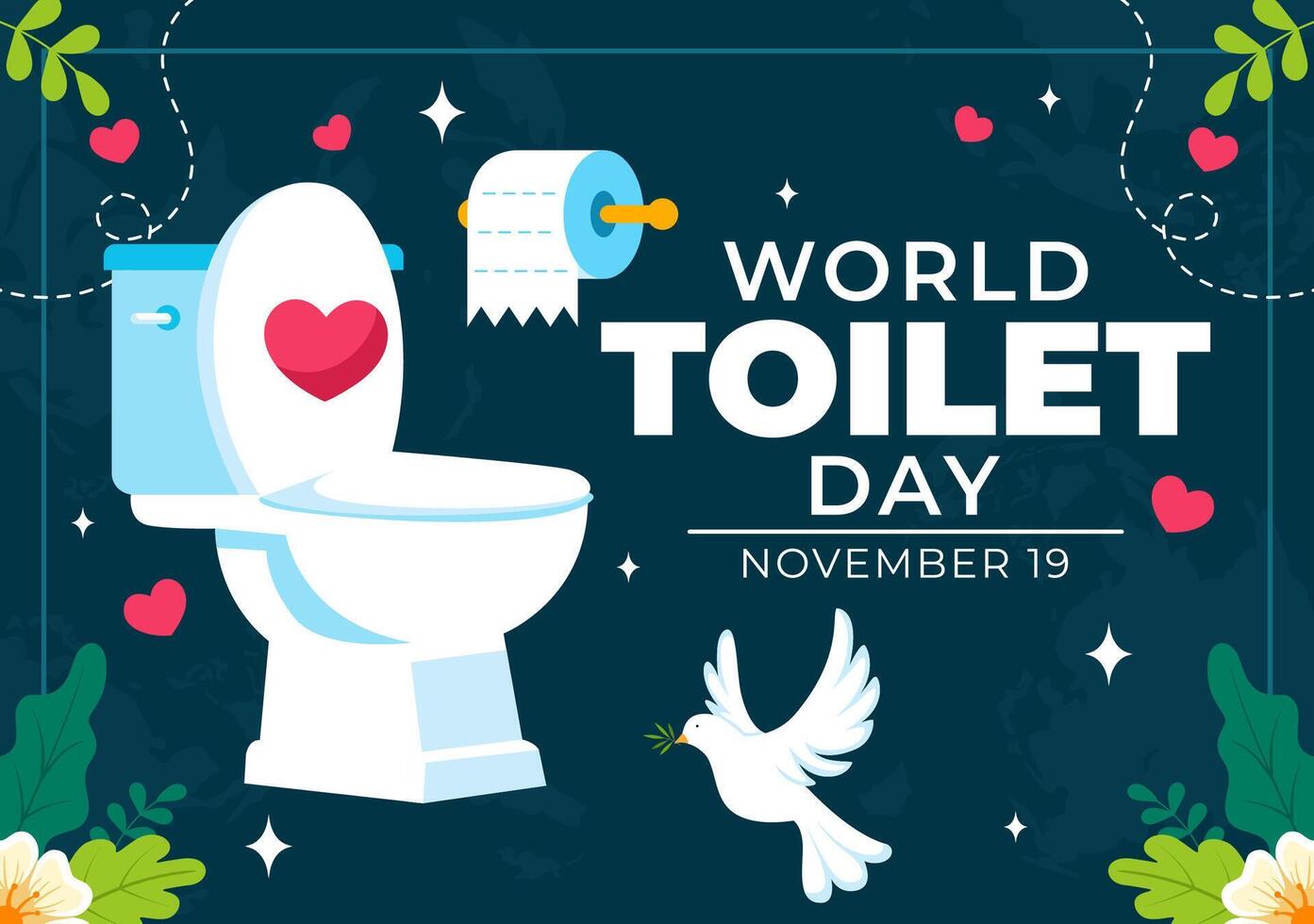 November 19 World Toilet Day Illustration with Bathroom Hygiene Essentials in Cartoon Style vector