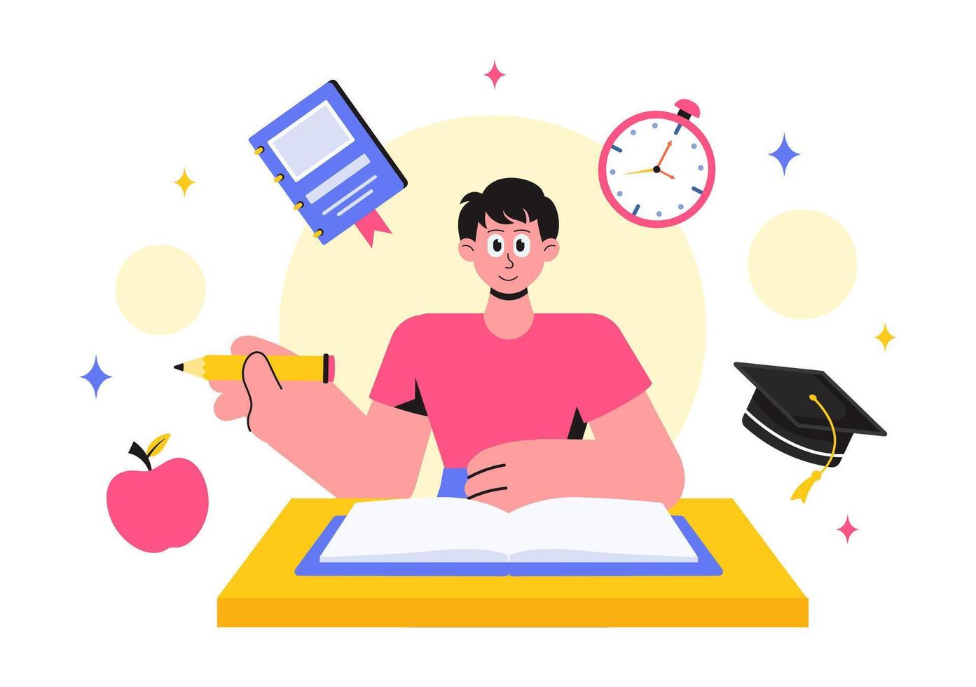 Knowledge and Education Illustration with School Items and Studying Elements in Flat Style vector