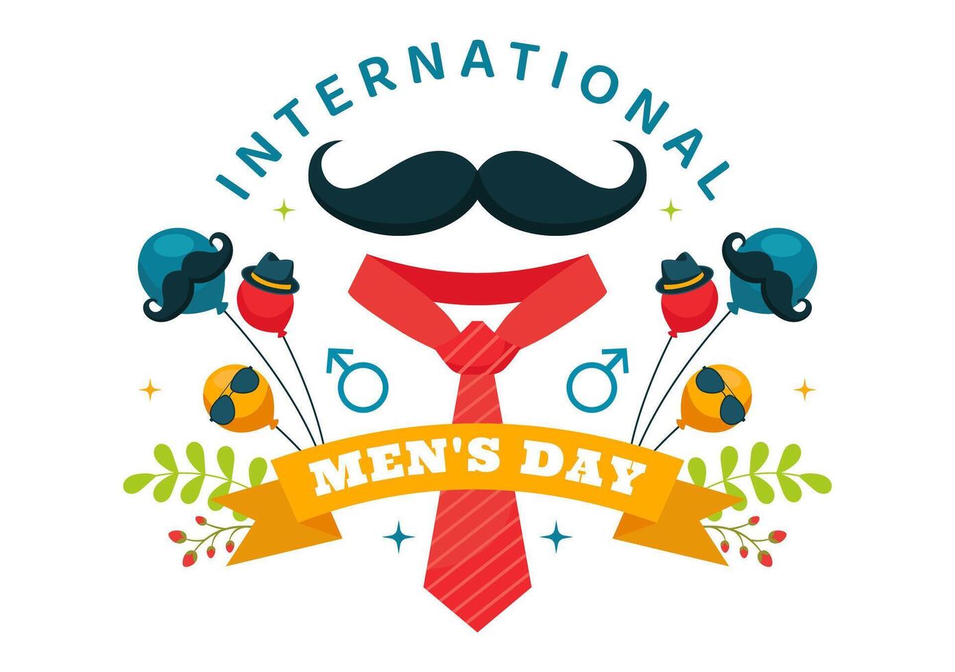 Illustration of International Men's Day on November 19 with Mens Accessories and Symbols in Flat Cartoon Style vector