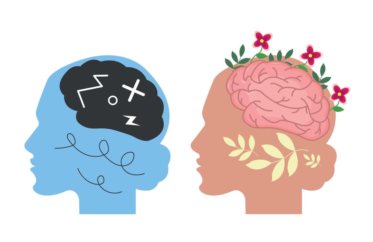 Human brain and mental health concept. vector