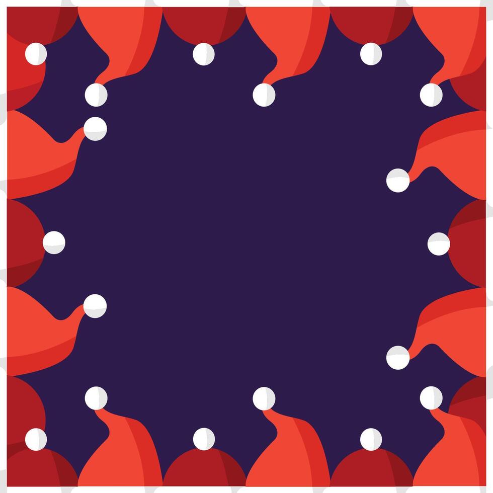 Frame with Santa hats on dark background. vector