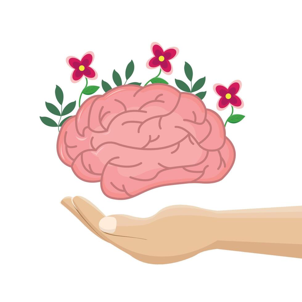 Healthy human brain. Mental health care and awareness concept. vector