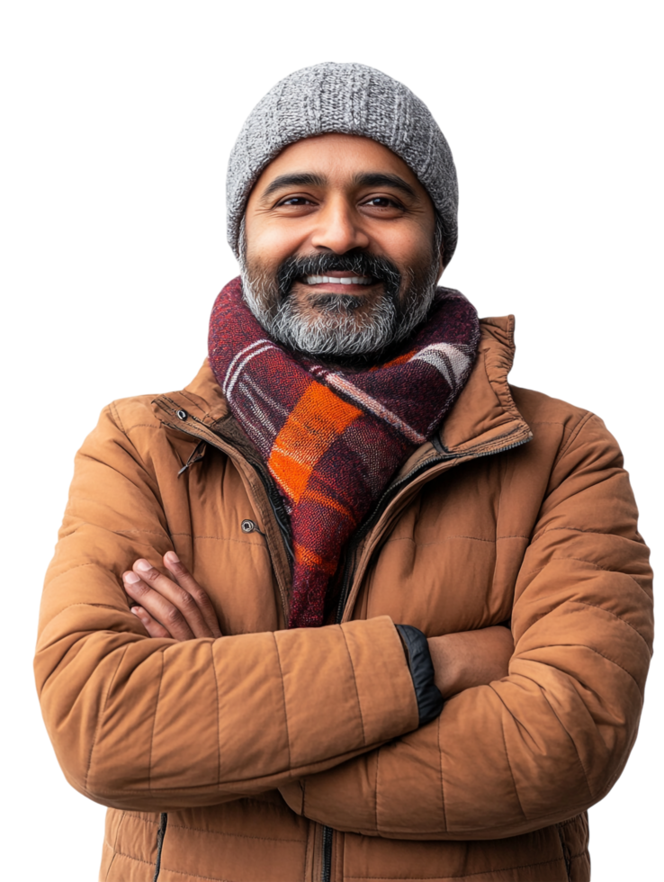 A man with a beard and a scarf png