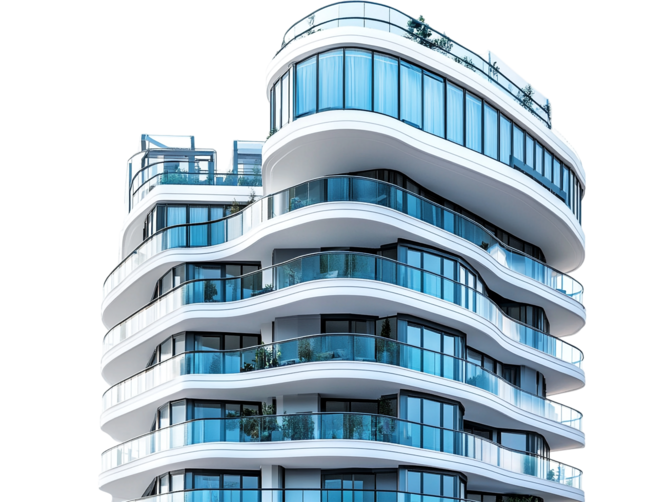 A modern building with a curved balcony png