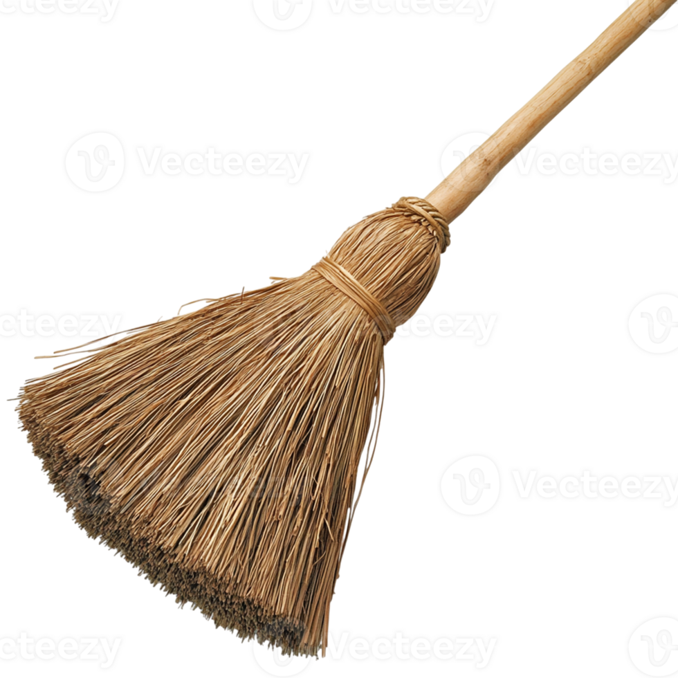 A broom with a long handle and a wooden handle png