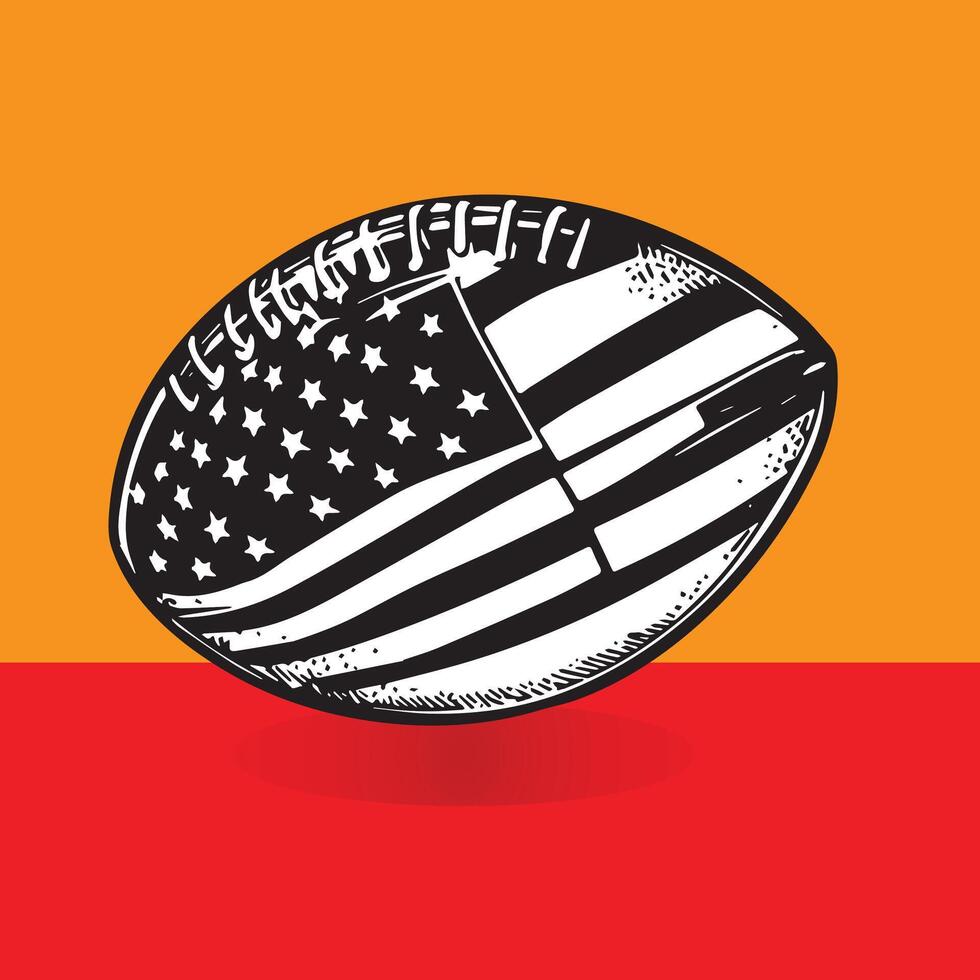 Rugby ball illustration silhouette, American football silhouette black and white vector