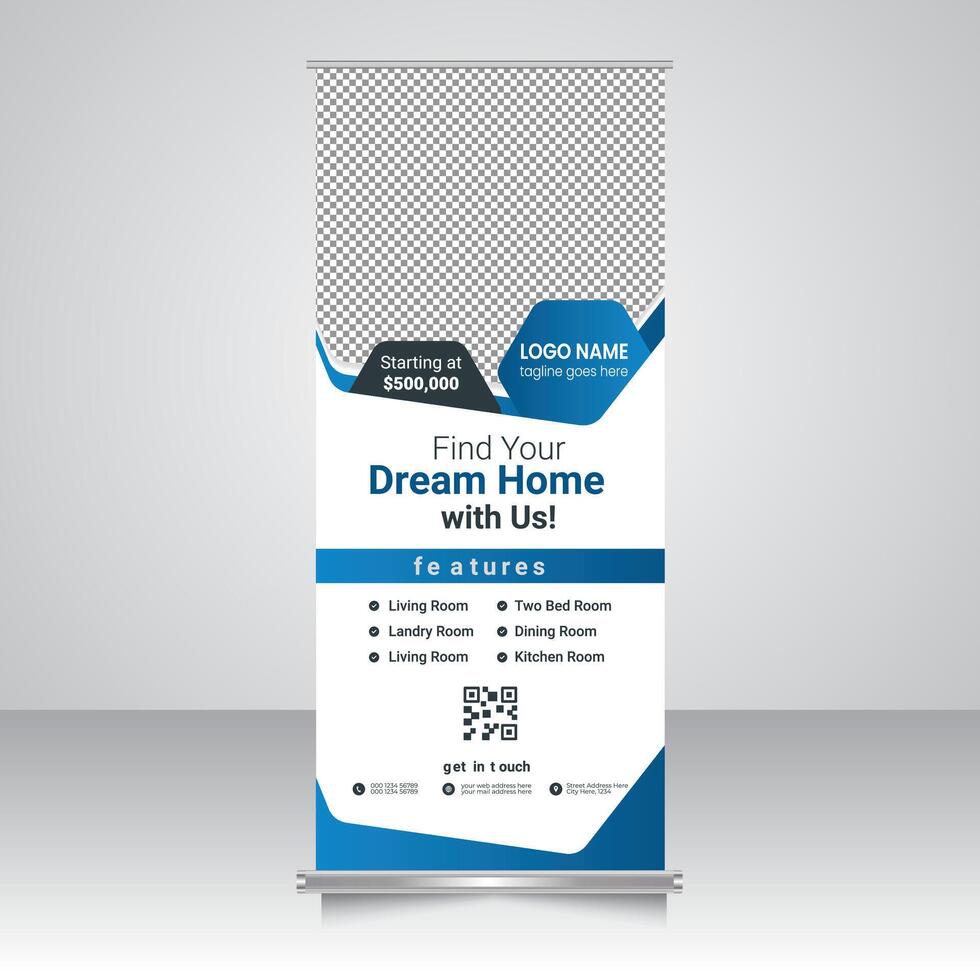 roll up banner design for real estate vector