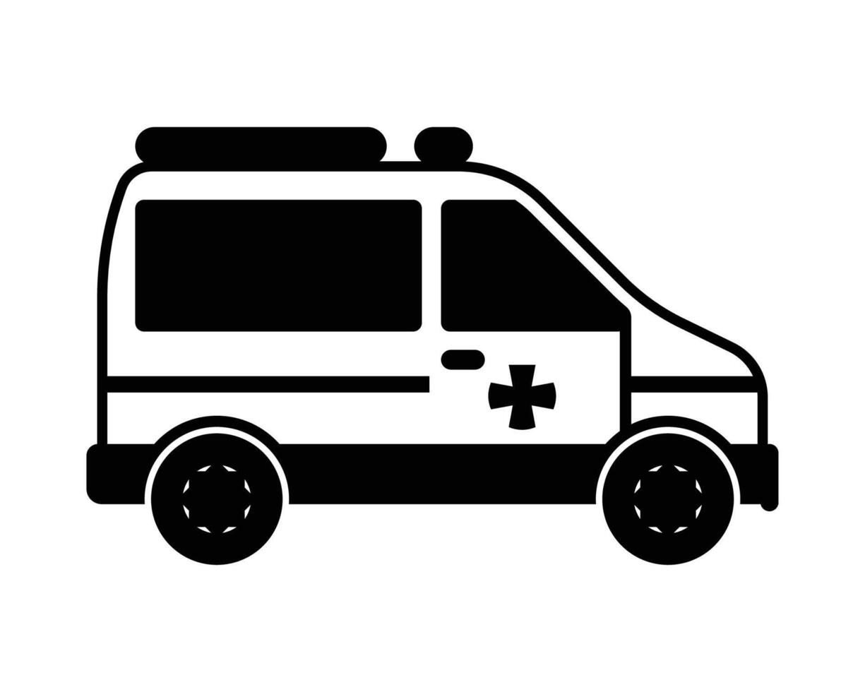 Black and White Ambulance Illustration for Medical Use vector