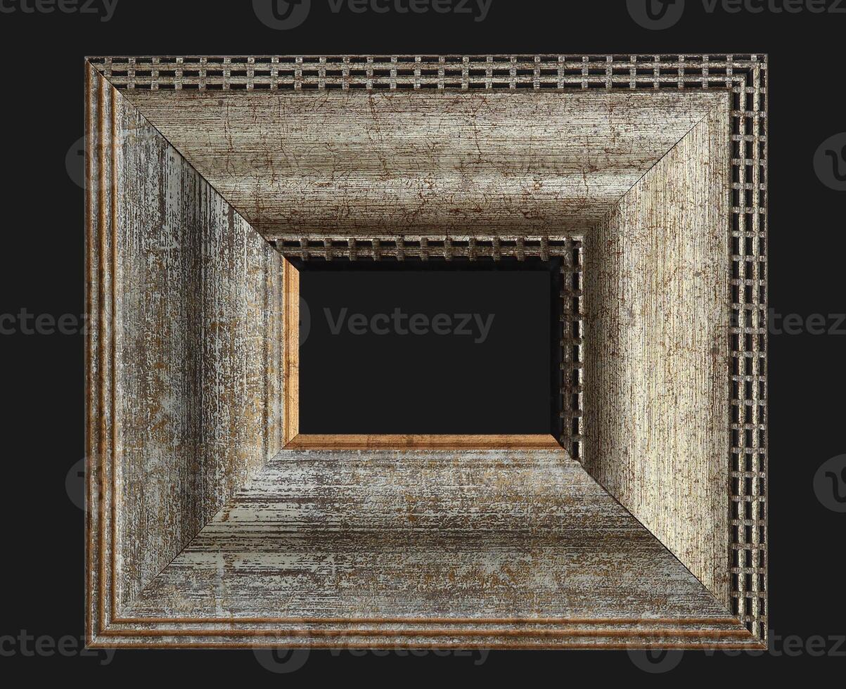 Wooden frame on the black background photo