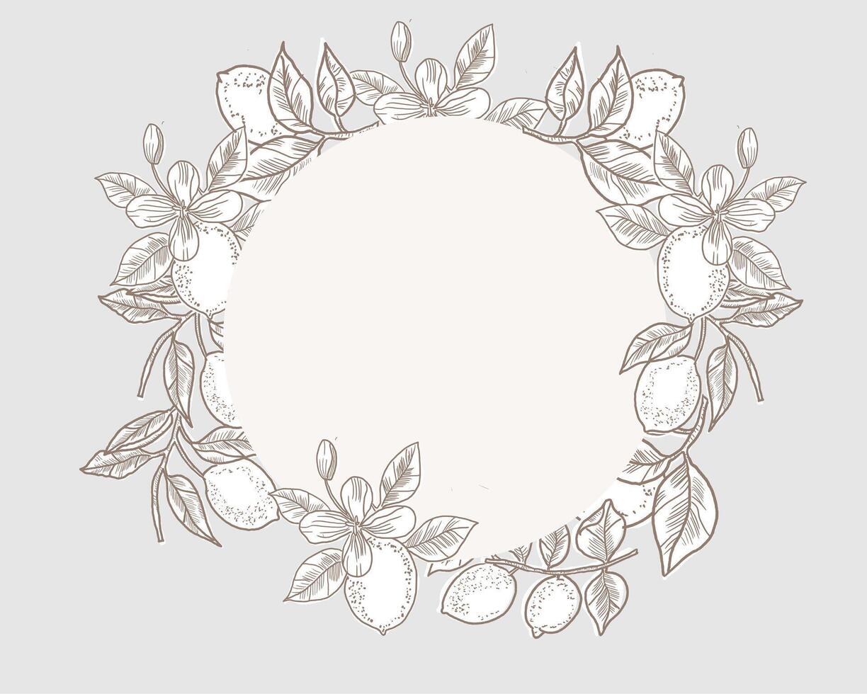 Lemon Hand Drawn Illustration Wreath vector