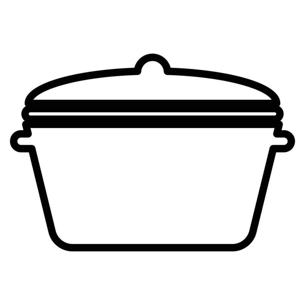 Simple Line Art of a Kitchen Pot with Lid vector