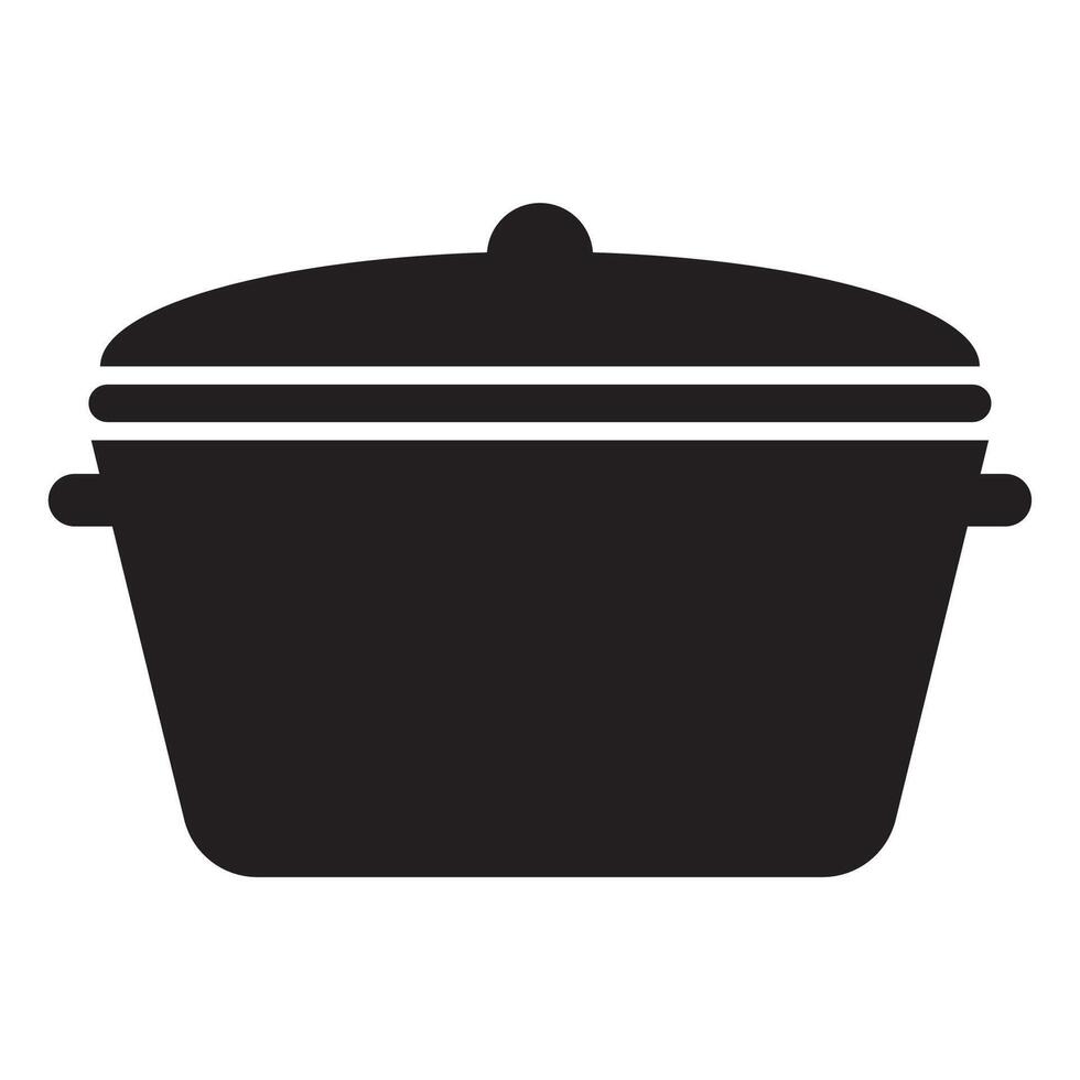 Simple Black Cooking Pot Icon Design vector