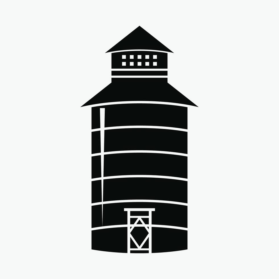 Black and White Silhouette of a Water Tower vector
