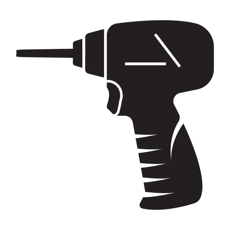 Black and White Electric Screwdriver Tool Icon vector