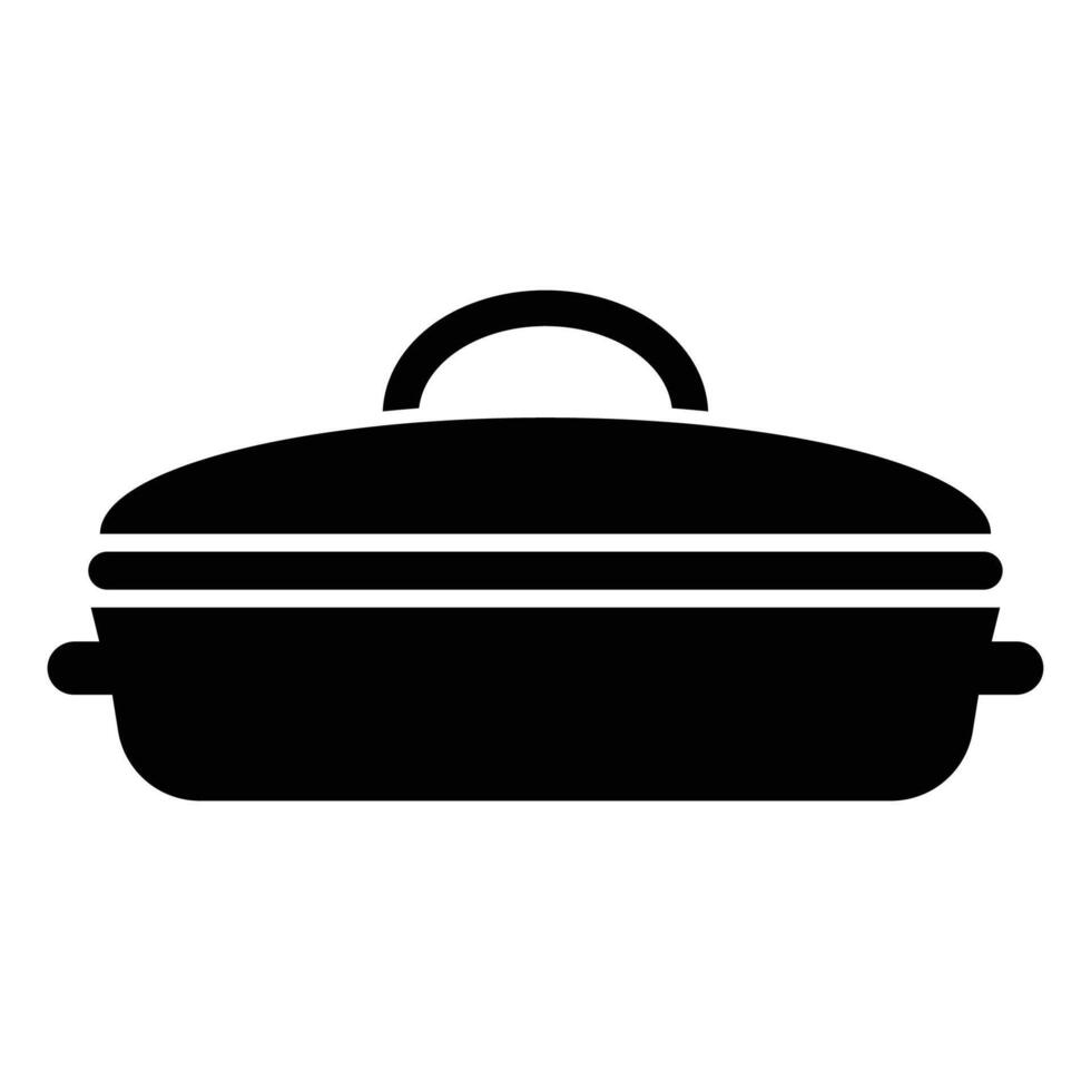 Elegant Black Serving Dish Icon for Culinary Use vector
