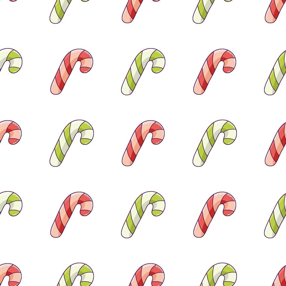 Seamless pattern with Christmas candy canes cane in red and green vector