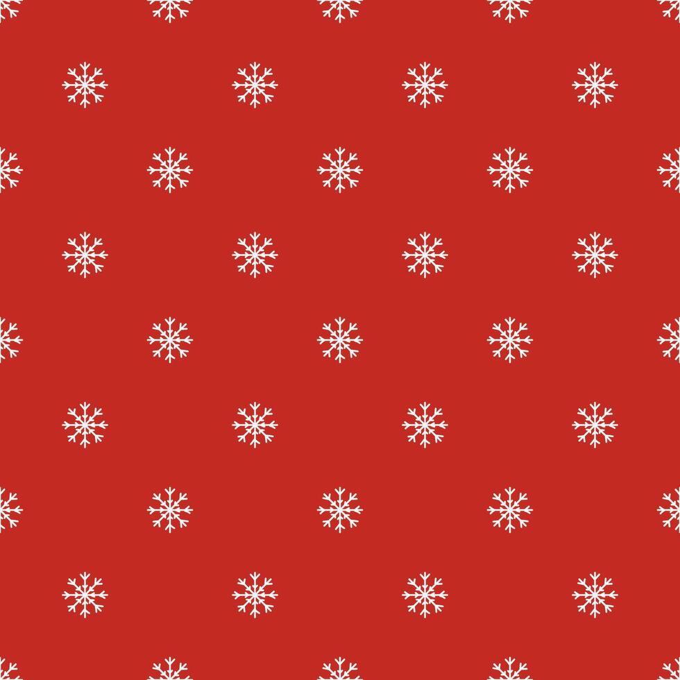 Christmas Pattern with Snowflakes on Red Background, Infinite Texture vector
