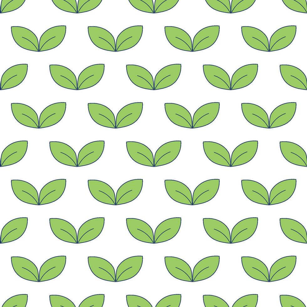 Seamless pattern with green leaves, botanical minimalist background, digital paper vector