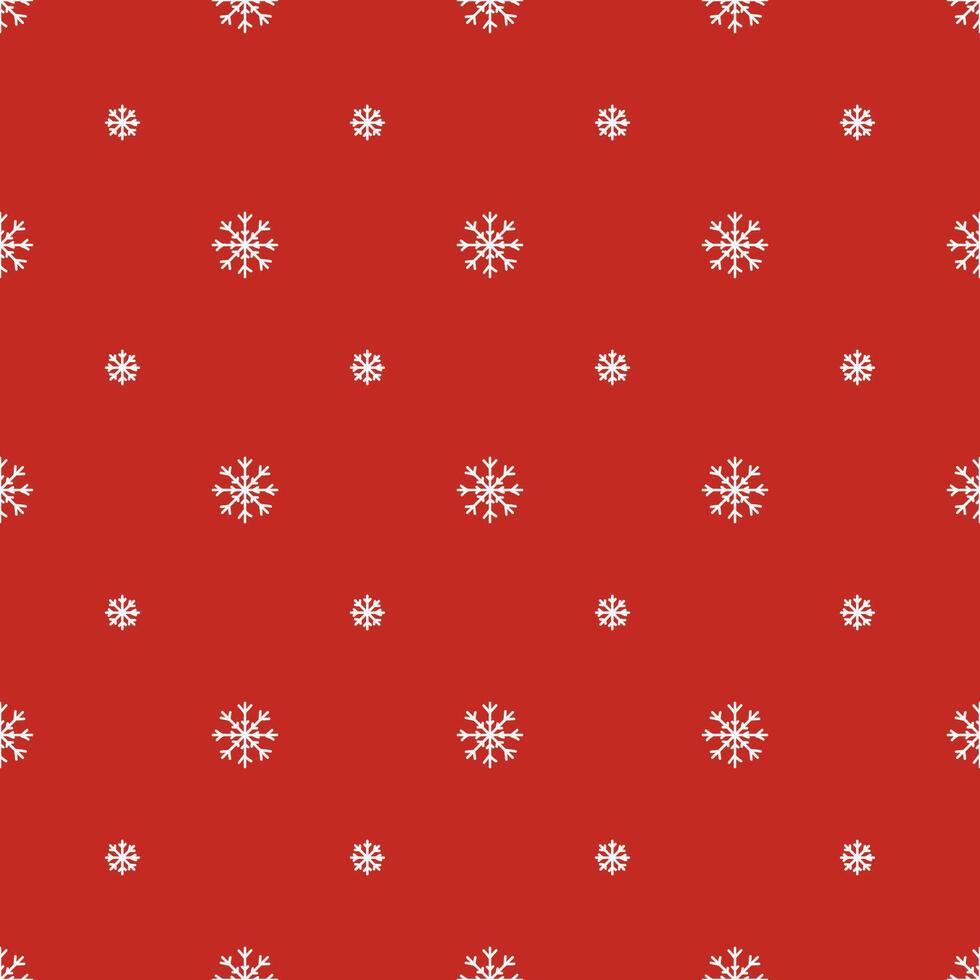 Minimalist Christmas Pattern with Snowflakes on Red Background vector