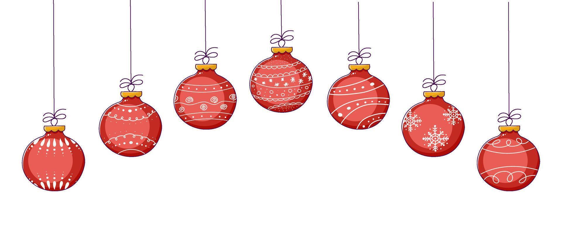 Red ball for the Christmas tree. Doodle Christmas ball element set. Christmas ball element background vector