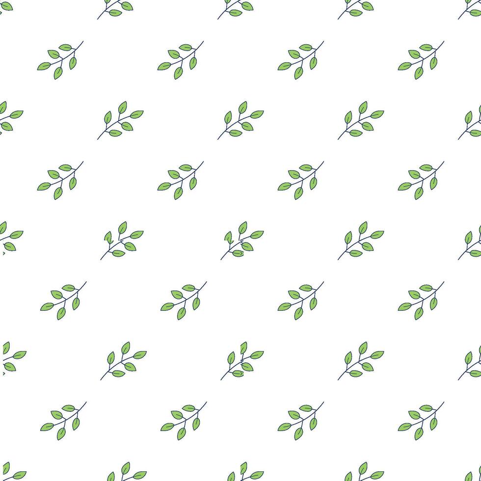 Seamless minimalist leaf pattern, simple doodle texture vector