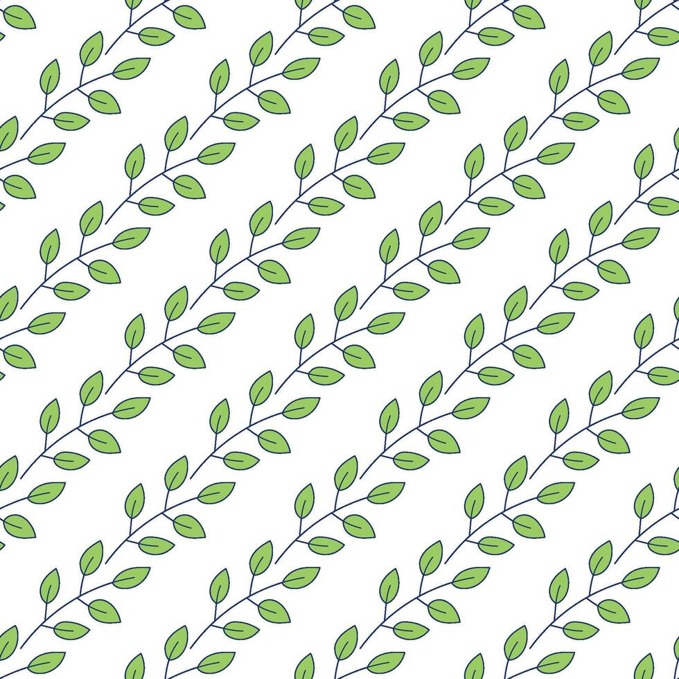 Seamless botanical pattern with leaves, doodle texture hand drawn vector