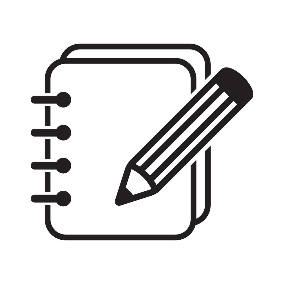 Notepad with pencil icon, note book icon. vector